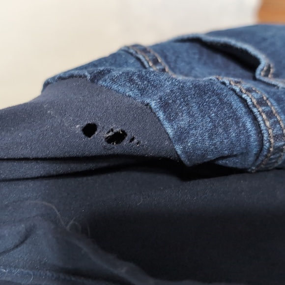 Indigo Blue Dark Wash Straight Leg Maternity Jeans Hemmed to 28" Inseam Size Lg - Picture 6 of 7